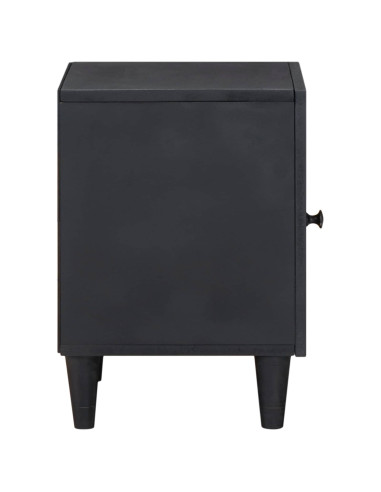 Comodino con porta Nero 40 x 33 x 46 cm Legno di mango massello