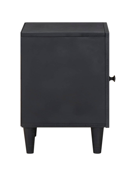 Comodino con porta Nero 40 x 33 x 46 cm Legno di mango massello