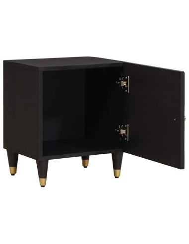 Comodino con porta Nero 40 x 33 x 46 cm Legno di mango massello