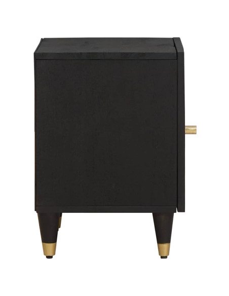 Comodino con porta Nero 40 x 33 x 46 cm Legno di mango massello