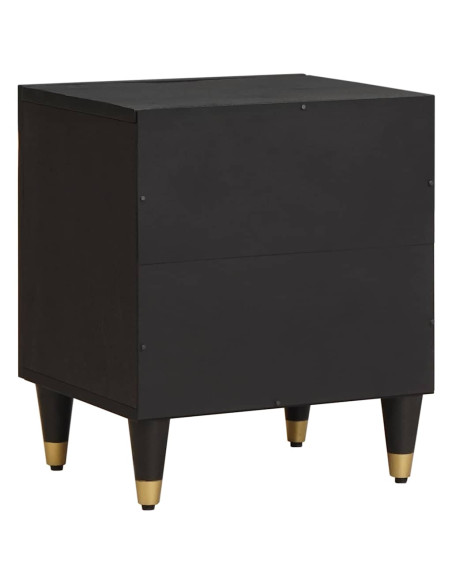 Comodino con porta Nero 40 x 33 x 46 cm Legno di mango massello