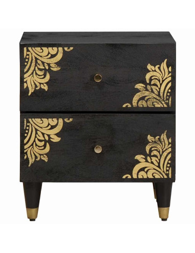 Armadio da Notte Nero 40 x 33 x 46 cm Legno di mango massello