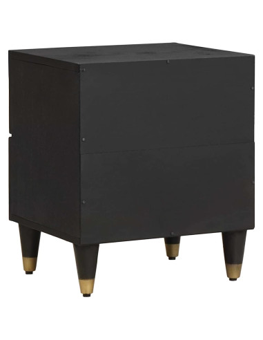 Armadio da Notte Nero 40 x 33 x 46 cm Legno di mango massello