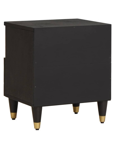 Armadio da Notte Nero 40 x 33 x 46 cm Legno di mango massello