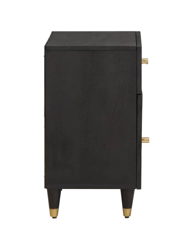 Comodino con porta Nero 50 x 33 x 60 cm Legno di mango massello