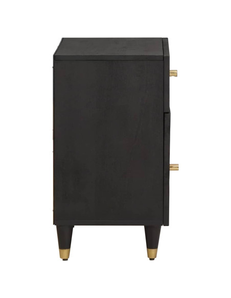 Comodino con porta Nero 50 x 33 x 60 cm Legno di mango massello