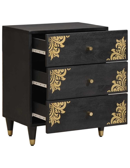 Armadio da Notte Nero 50 x 33 x 62 cm Legno di mango massello