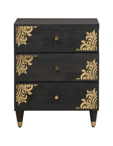 Armadio da Notte Nero 50 x 33 x 62 cm Legno di mango massello