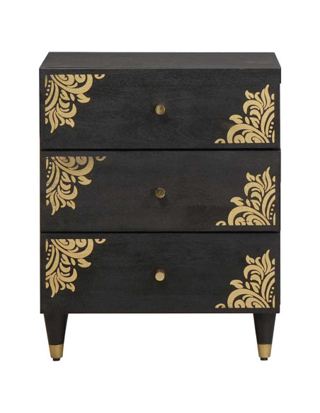 Armadio da Notte Nero 50 x 33 x 62 cm Legno di mango massello