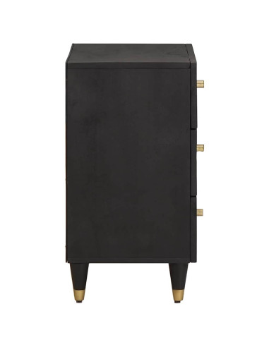 Armadio da Notte Nero 50 x 33 x 62 cm Legno di mango massello