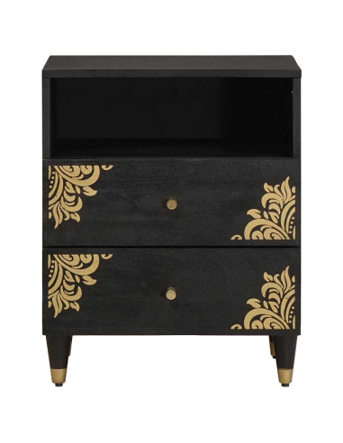 Armadio da Notte Nero 50 x 33 x 62 cm Legno di mango massello