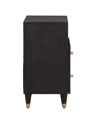 Armadio da Notte Nero 50 x 33 x 62 cm Legno di mango massello