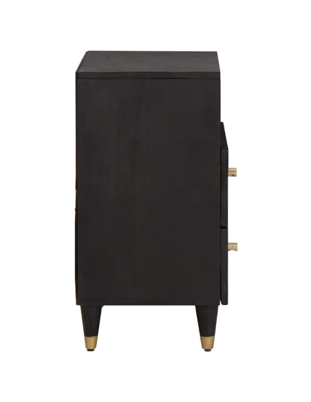 Armadio da Notte Nero 50 x 33 x 62 cm Legno di mango massello