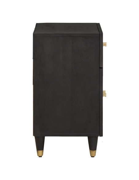 Comodino con porta Nero 50 x 33 x 60 cm Legno di mango massello