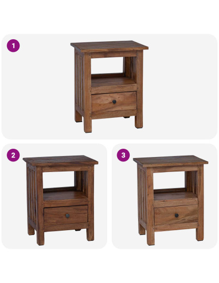 Comodino Marrone 41 x 30 x 50 cm Legno di Mogano Massello