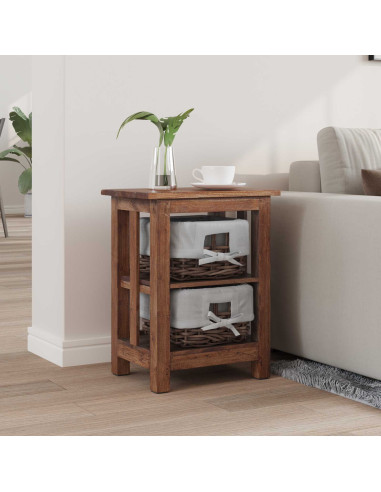 Tavolo laterale Marrone Legno massello di mogano