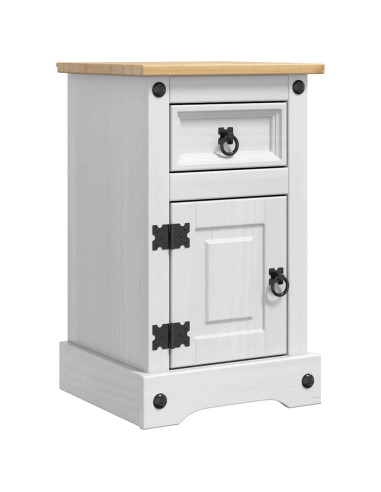 Comodino con cassetto Bianco 35 x 32,5 x 58 cm Pino massello