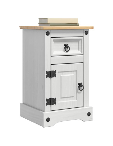 Comodino con cassetto Bianco 35 x 32,5 x 58 cm Pino massello