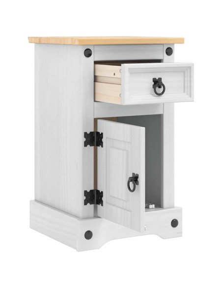 Comodino con cassetto Bianco 35 x 32,5 x 58 cm Pino massello