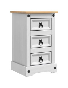 Comodino con cassetto Bianco 35 x 32,5 x 58 cm Pino massello 2