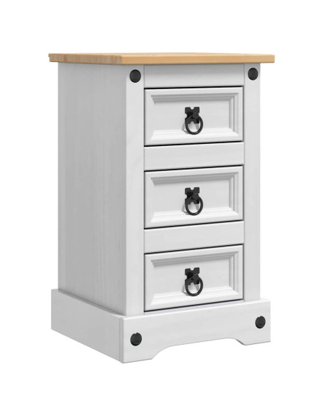 Comodino con cassetto Bianco 35 x 32,5 x 58 cm Pino massello