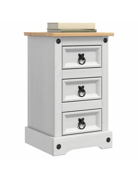 Comodino con cassetto Bianco 35 x 32,5 x 58 cm Pino massello