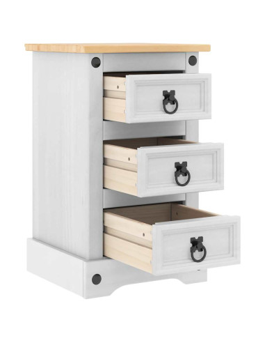 Comodino con cassetto Bianco 35 x 32,5 x 58 cm Pino massello