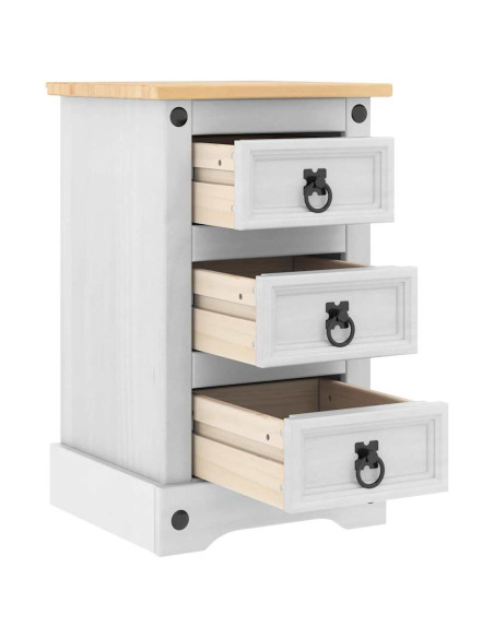 Comodino con cassetto Bianco 35 x 32,5 x 58 cm Pino massello