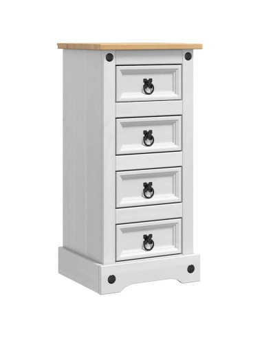 Comodino con cassetto Bianco 35 x 32,5 x 74 cm Pino massello