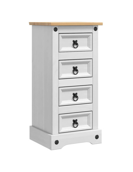 Comodino con cassetto Bianco 35 x 32,5 x 74 cm Pino massello