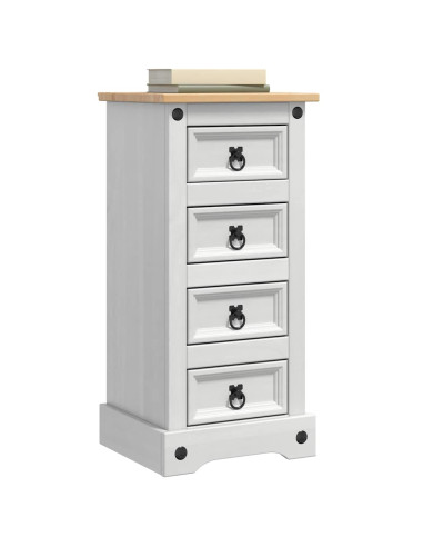 Comodino con cassetto Bianco 35 x 32,5 x 74 cm Pino massello