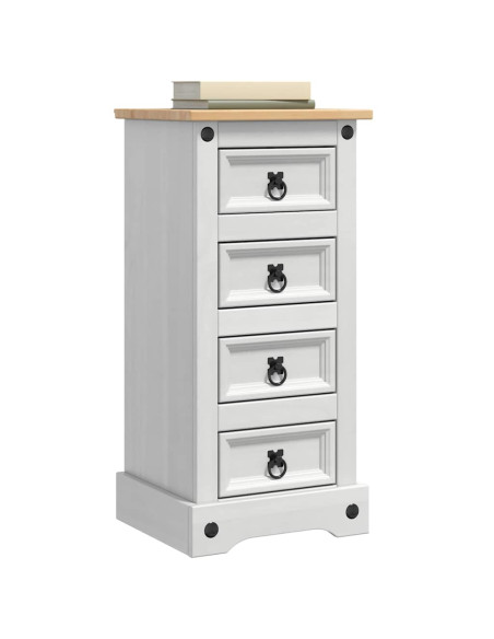 Comodino con cassetto Bianco 35 x 32,5 x 74 cm Pino massello