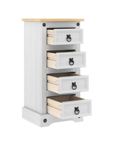 Comodino con cassetto Bianco 35 x 32,5 x 74 cm Pino massello