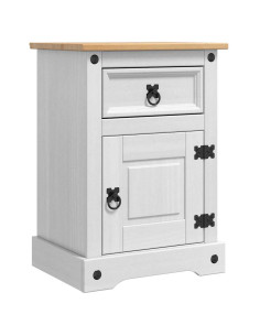 Comodino con cassetto Bianco 45 x 35 x 64 cm Pino massello 2