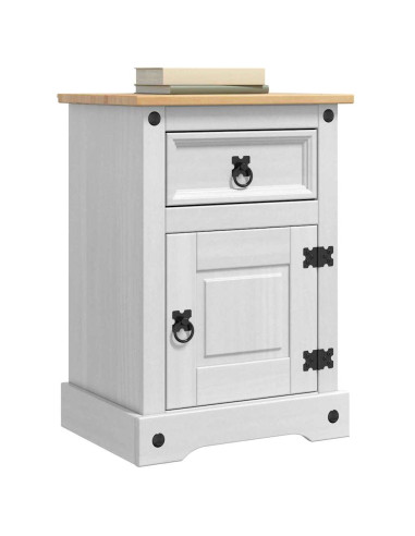 Comodino con cassetto Bianco 45 x 35 x 64 cm Pino massello