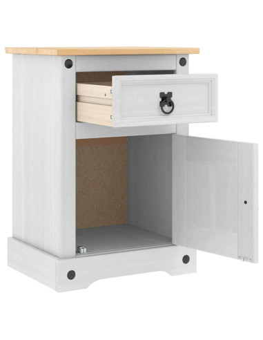 Comodino con cassetto Bianco 45 x 35 x 64 cm Pino massello