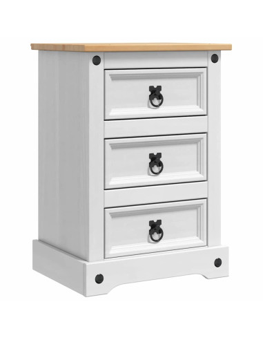 Comodino con cassetto Bianco 45 x 35 x 64 cm Pino massello
