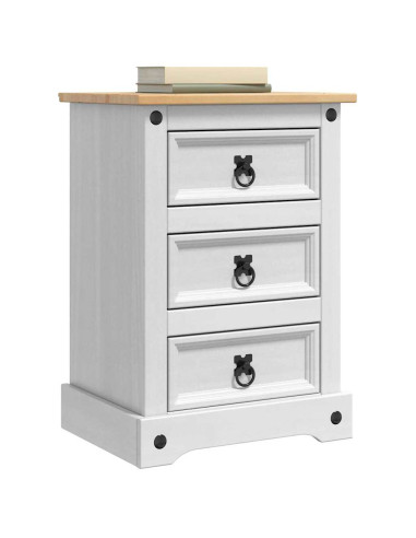 Comodino con cassetto Bianco 45 x 35 x 64 cm Pino massello