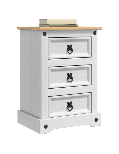 Comodino con cassetto Bianco 45 x 35 x 64 cm Pino massello