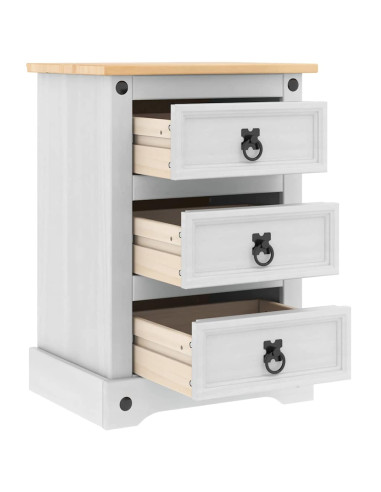 Comodino con cassetto Bianco 45 x 35 x 64 cm Pino massello