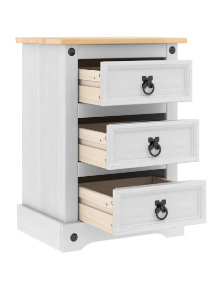 Comodino con cassetto Bianco 45 x 35 x 64 cm Pino massello