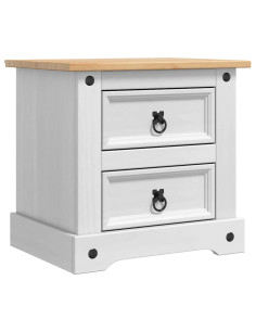Comodino con cassetto Bianco 53 x 39 x 47 cm Pino massello 2