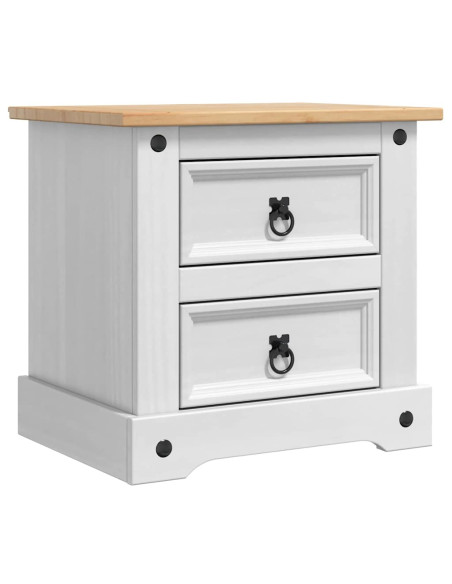 Comodino con cassetto Bianco 53 x 39 x 47 cm Pino massello