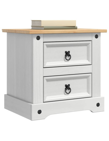 Comodino con cassetto Bianco 53 x 39 x 47 cm Pino massello