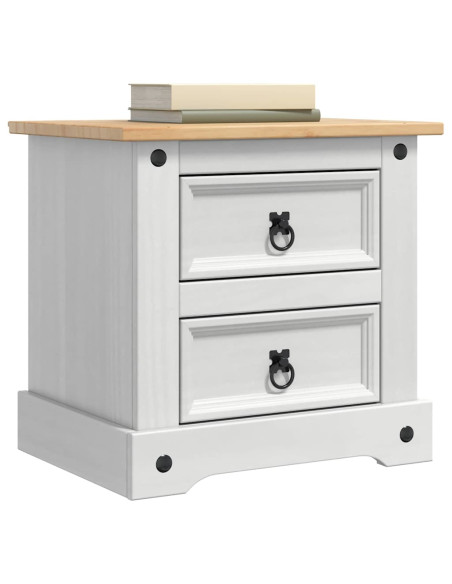 Comodino con cassetto Bianco 53 x 39 x 47 cm Pino massello