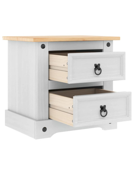 Comodino con cassetto Bianco 53 x 39 x 47 cm Pino massello