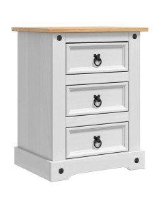 Comodino con cassetto Bianco 53 x 39 x 66 cm Pino massello 2