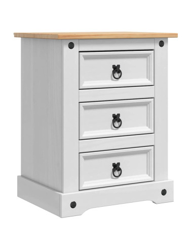 Comodino con cassetto Bianco 53 x 39 x 66 cm Pino massello