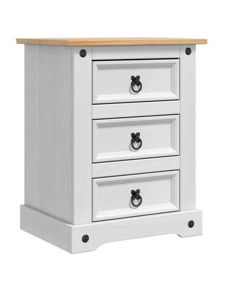 Comodino con cassetto Bianco 53 x 39 x 66 cm Pino massello