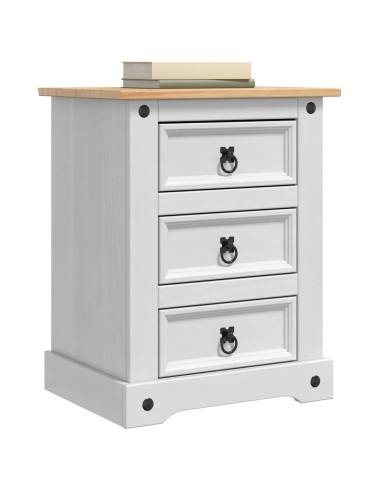 Comodino con cassetto Bianco 53 x 39 x 66 cm Pino massello